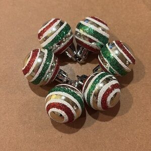 NWOT 6 Glittery Xmas Ornaments